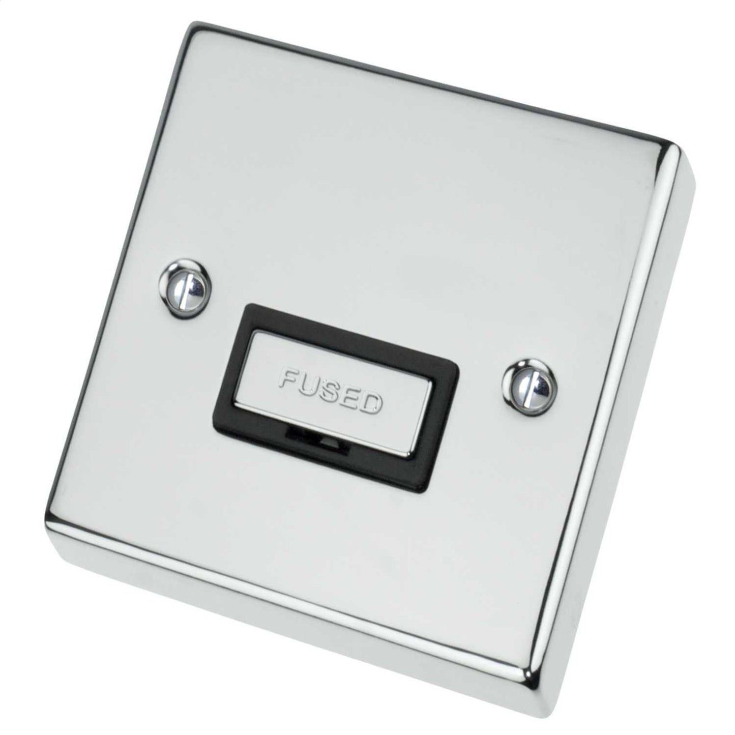 Scolmore Click Deco 13A Unswitched Fused Spur Metal / Black Insert Polished Chrome
