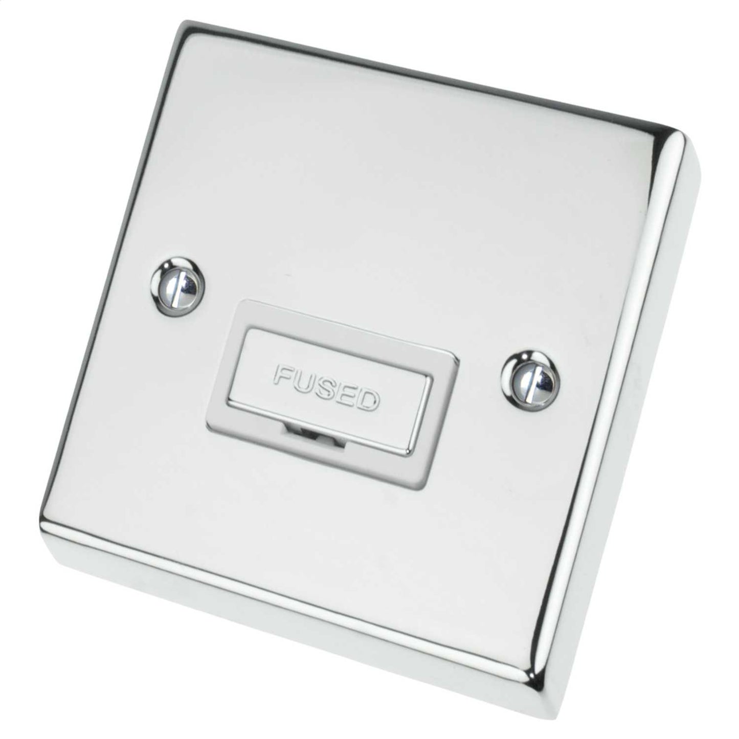 Scolmore Click Deco 13A Unswitched Fused Spur Metal / White Insert Polished Chrome
