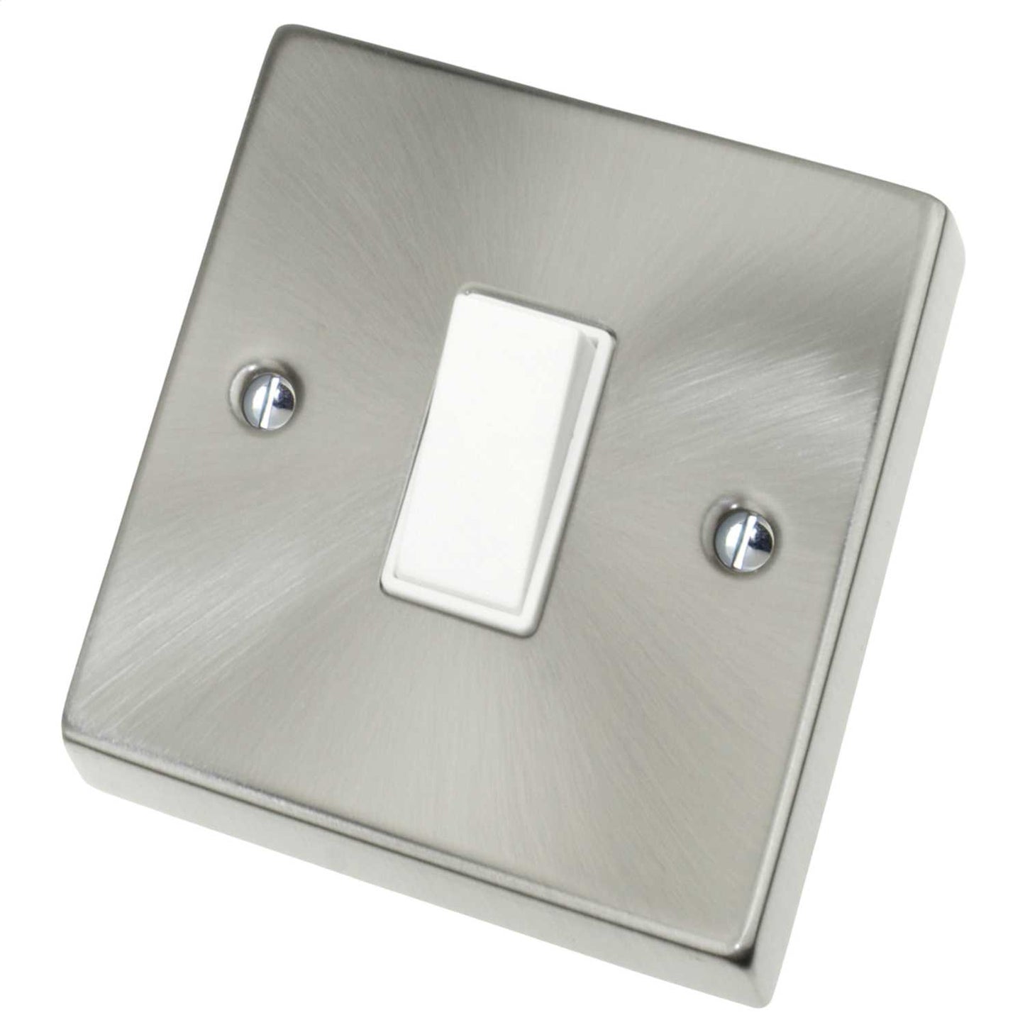 Scolmore Click Deco 10A 1 Gang 2 Way Switch White Insert Satin Chrome