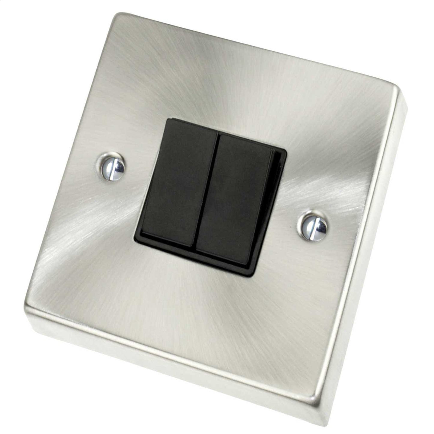 Scolmore Click Deco 10A 2 Gang 2 Way Switch Black Insert Satin Chrome