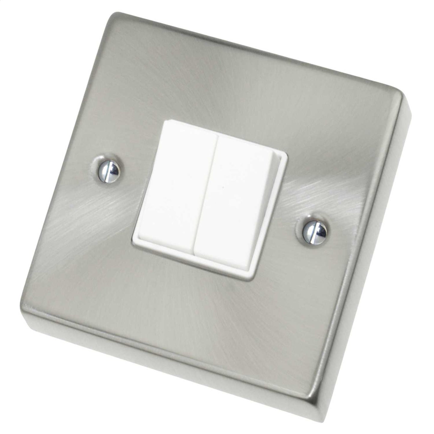 Scolmore Click Deco 10A 2 Gang 2 Way Switch White Insert Satin Chrome