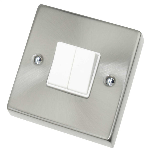 Scolmore Click Deco 10A 2 Gang 2 Way Switch White Insert Satin Chrome