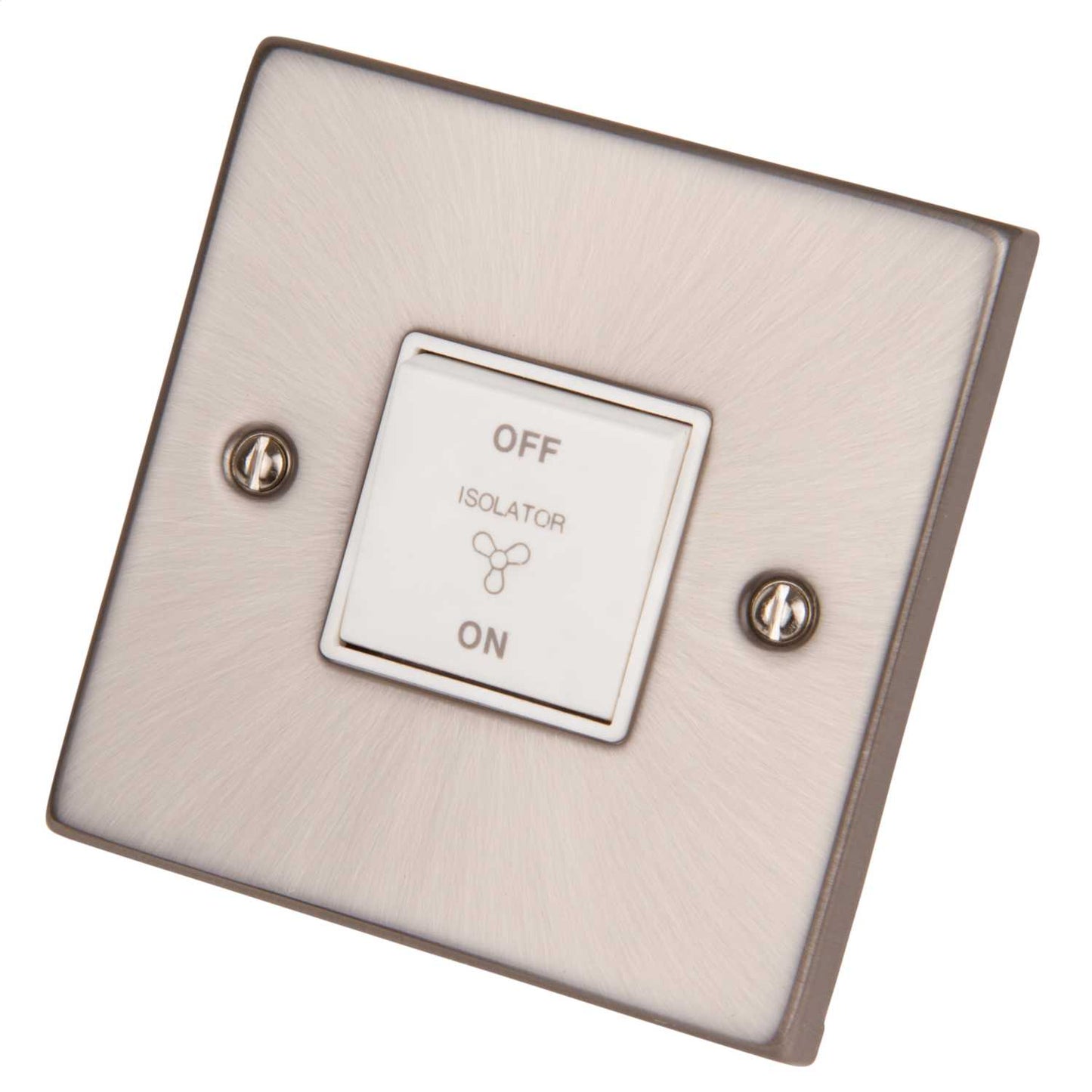 Scolmore Click Deco 10A Triple Pole Fan Isolator Switch White Insert Satin Chrome
