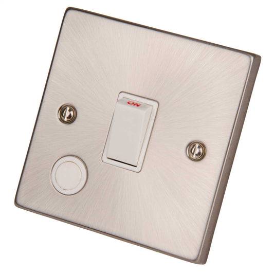 Scolmore Click Deco 20A DP Switch with Flex Outlet White Insert Satin Chrome