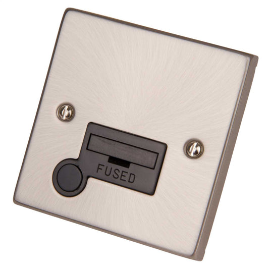Scolmore Click Deco 13A Unswitched Fused Spur with Flex Outlet Black Insert Satin Chrome