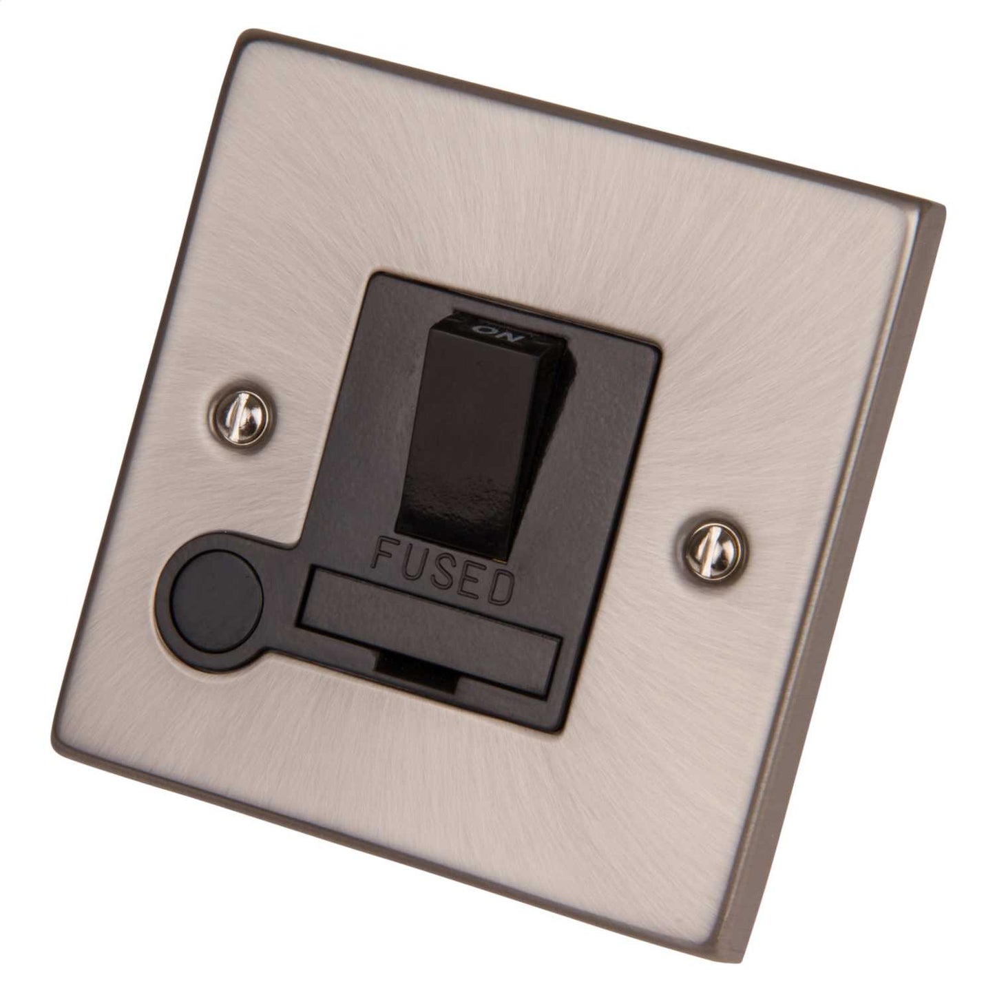 Scolmore Click Deco 13A Switched Fused Spur with Flex Outlet Black Insert Satin Chrome