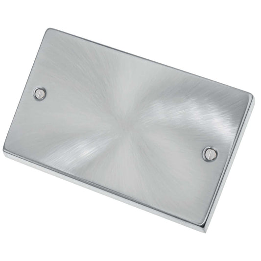 Scolmore Click Deco 2 Gang Blank Plate Satin Chrome