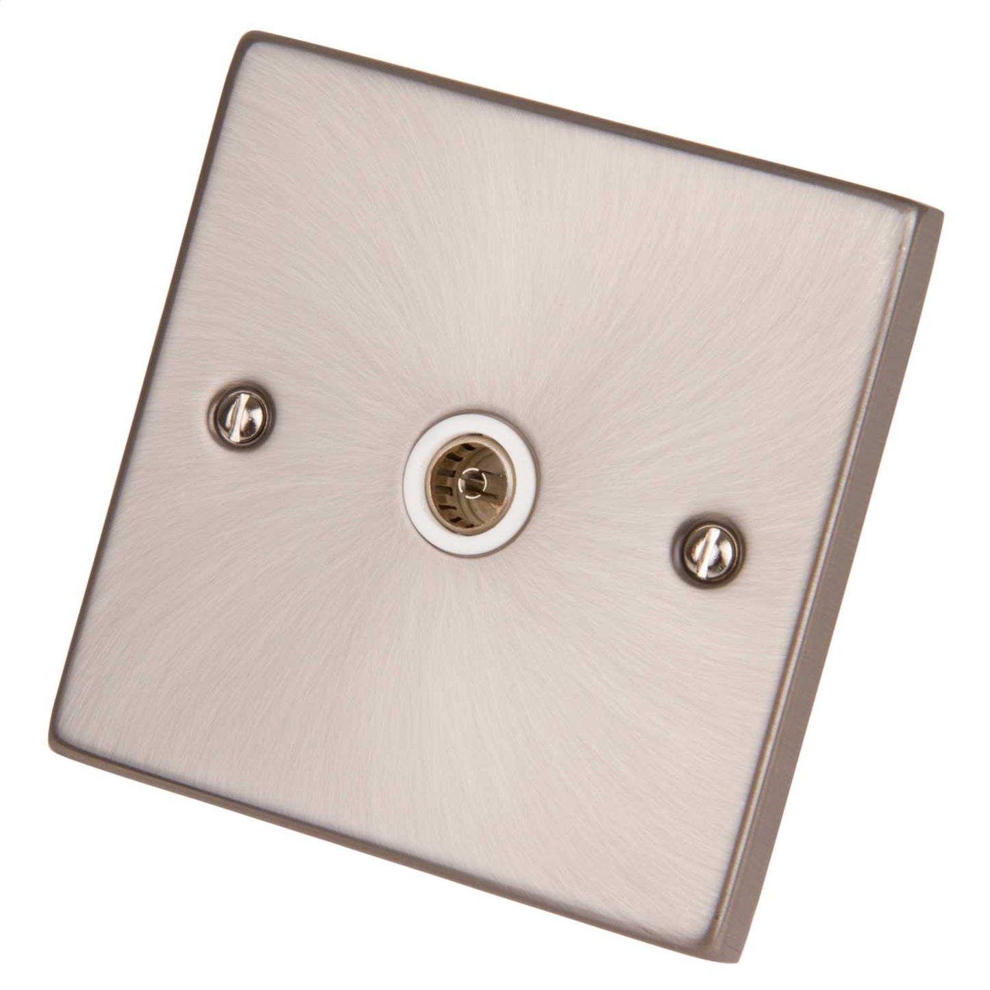 Scolmore Click Deco 1 Gang Non Isolated Coaxial Socket White Insert Satin Chrome