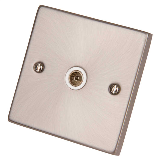 Scolmore Click Deco 1 Gang Non Isolated Coaxial Socket White Insert Satin Chrome