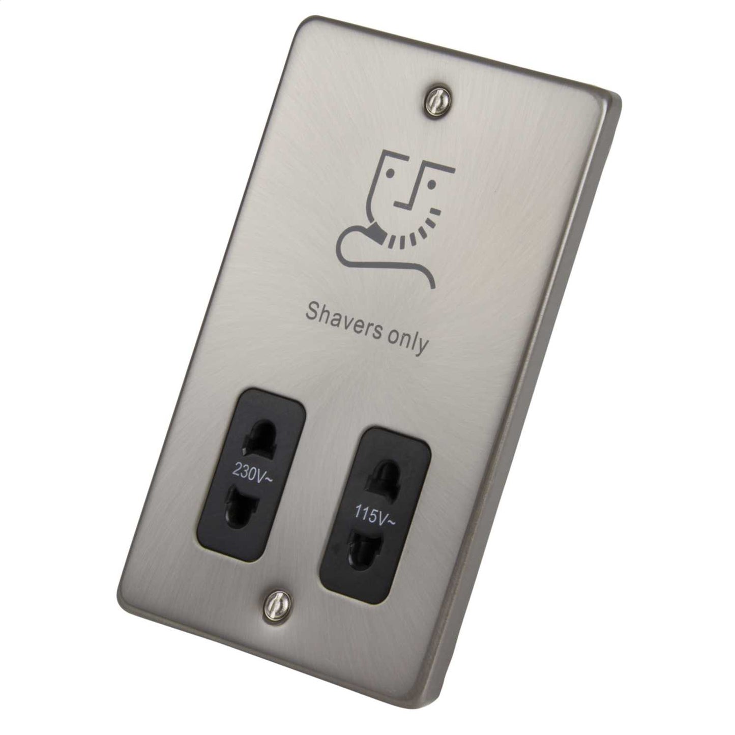 Scolmore Click Deco Dual Voltage Shaver Socket Black Insert Satin Chrome