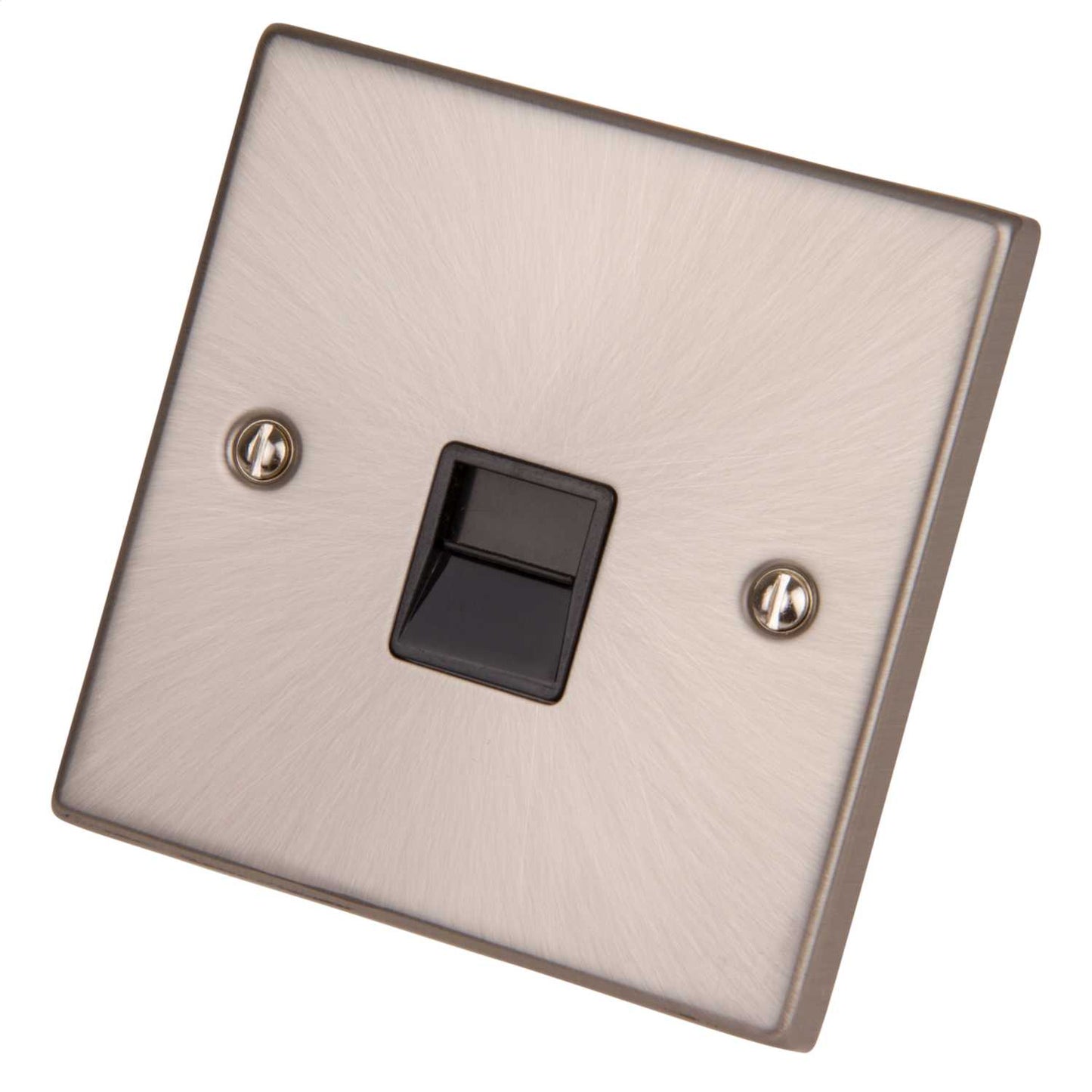 Scolmore Click Deco 1 Gang Master Telephone Socket Black Insert Satin Chrome