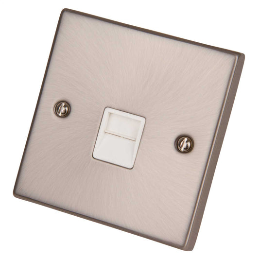 Scolmore Click Deco 1 Gang Master Telephone Socket White Insert Satin Chrome