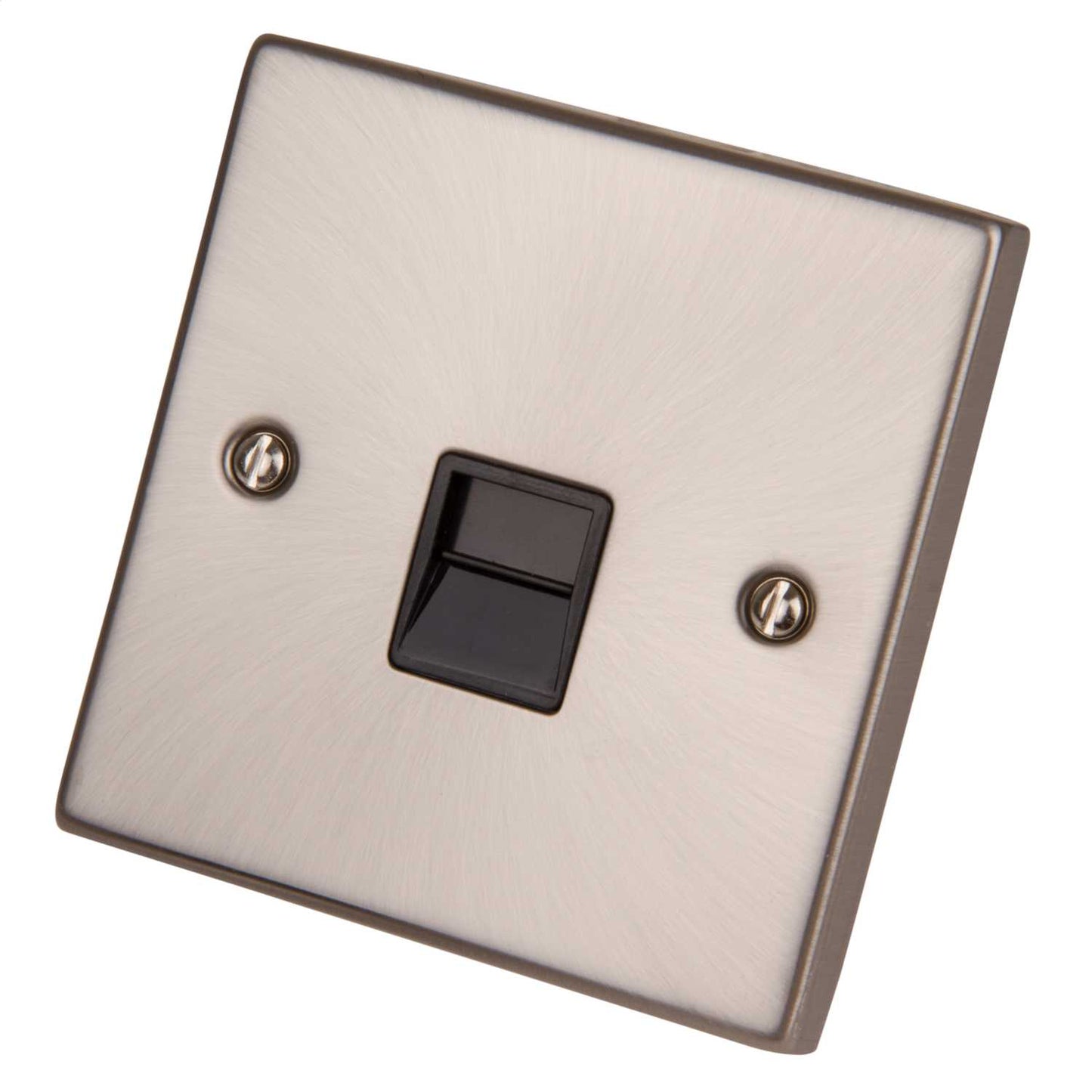 Scolmore Click Deco 1 Gang Secondary Telephone Socket Black Insert Satin Chrome