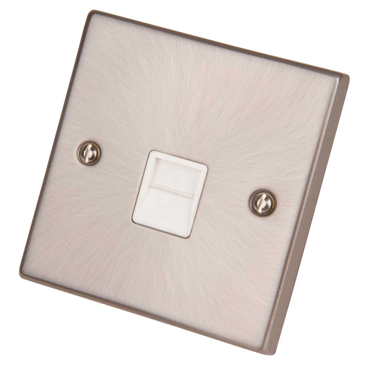 Scolmore Click Deco 1 Gang Secondary Telephone Socket White Insert Satin Chrome