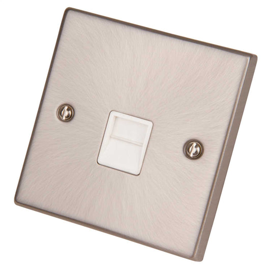 Scolmore Click Deco 1 Gang Secondary Telephone Socket White Insert Satin Chrome