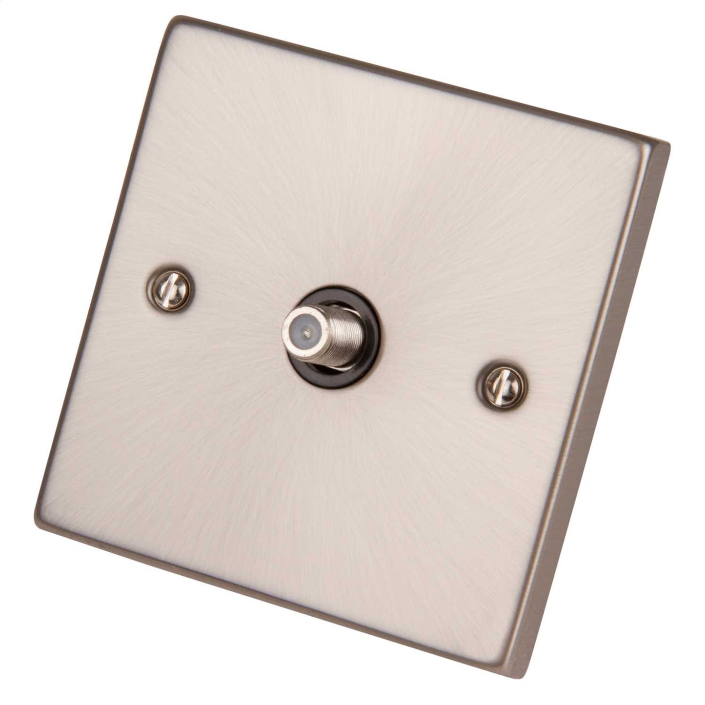 Scolmore Click Deco 1 Gang Satellite Non Isolated Socket Black Insert Satin Chrome
