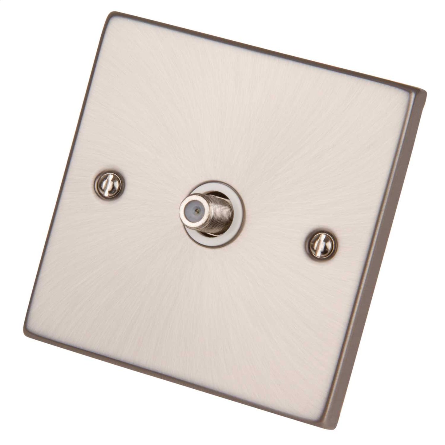 Scolmore Click Deco 1 Gang Satellite Non Isolated Socket White Insert Satin Chrome