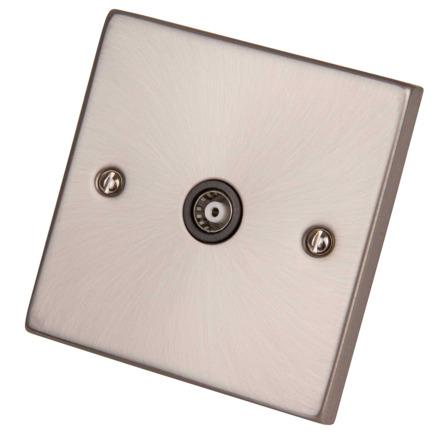 Scolmore Click Deco 1 Gang Coaxial Isolated Socket Black Insert Satin Chrome