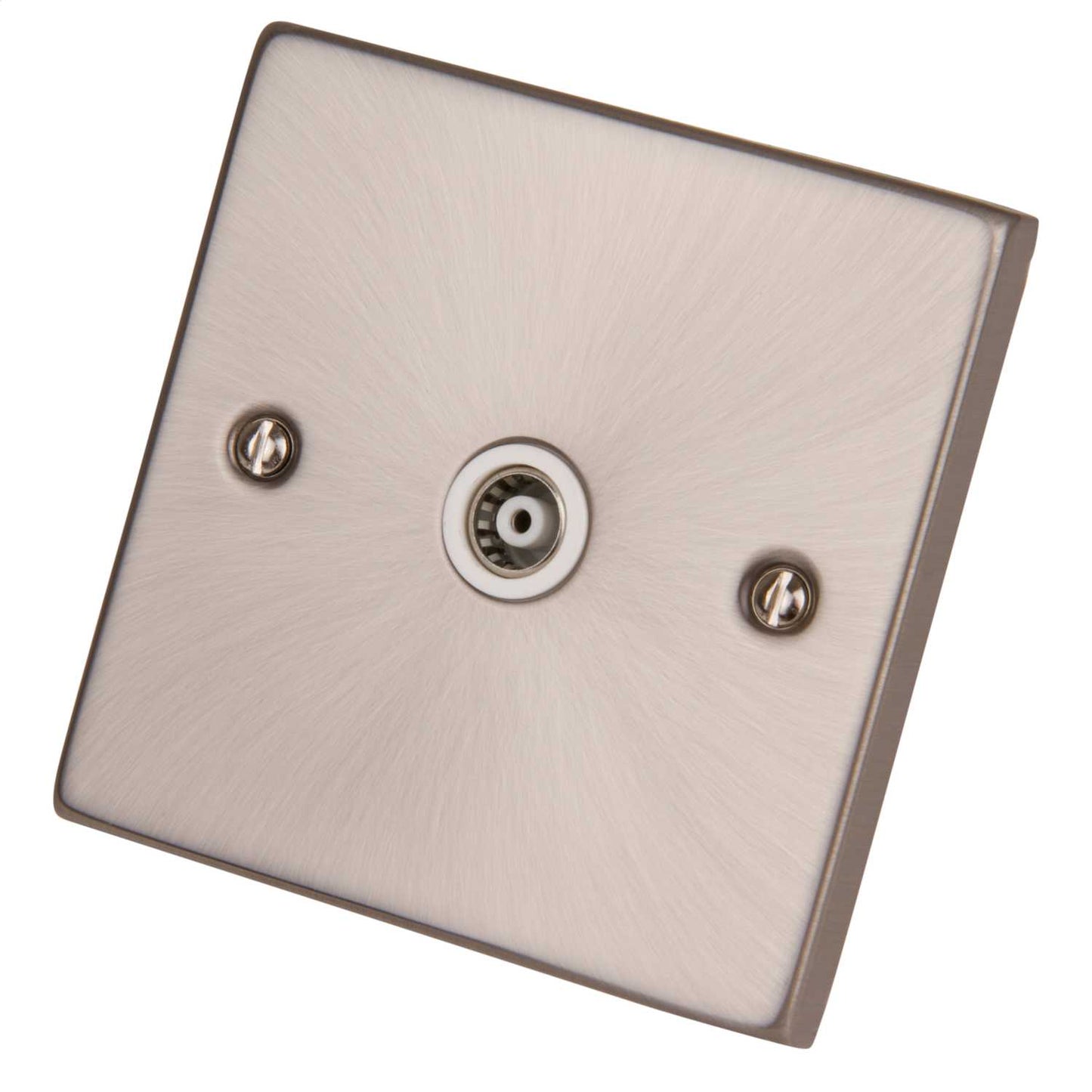 Scolmore Click Deco 1 Gang Coaxial Isolated Socket White Insert Satin Chrome