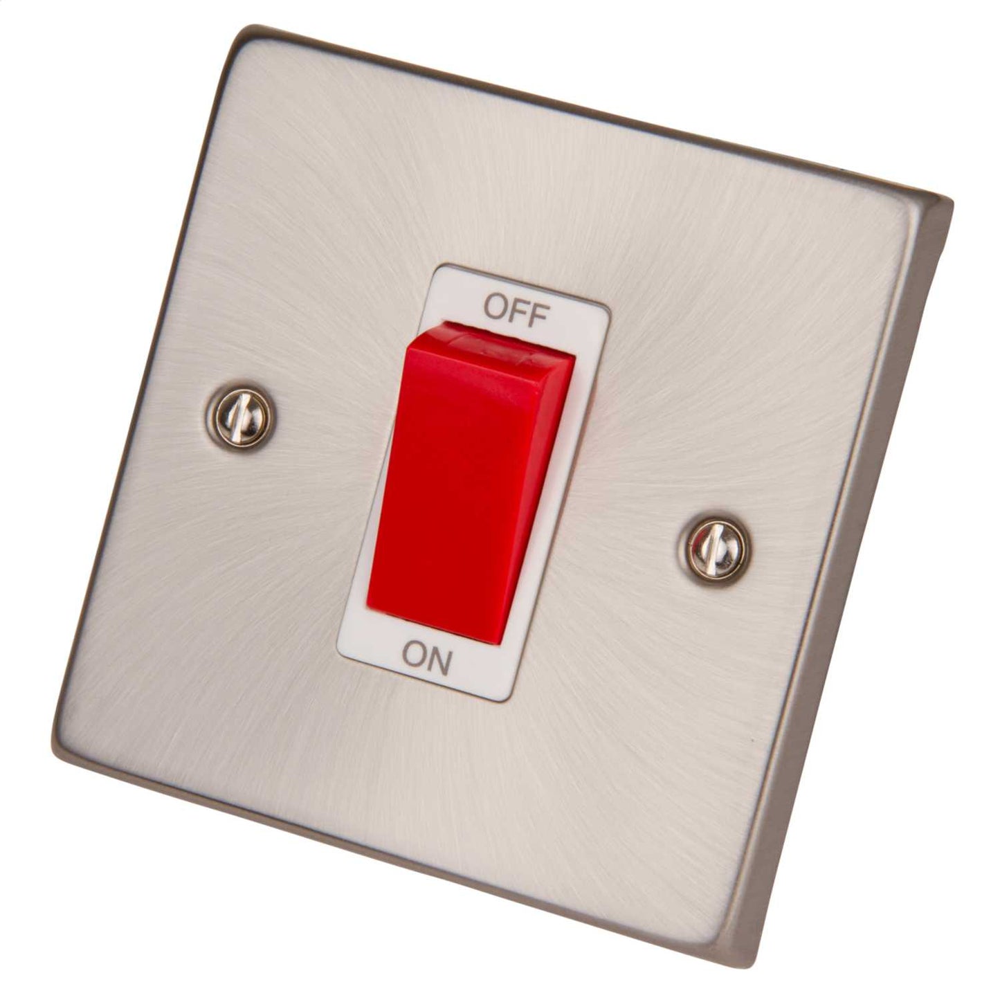 Scolmore Click Deco 45A DP 1 Gang Switch White Insert Satin Chrome