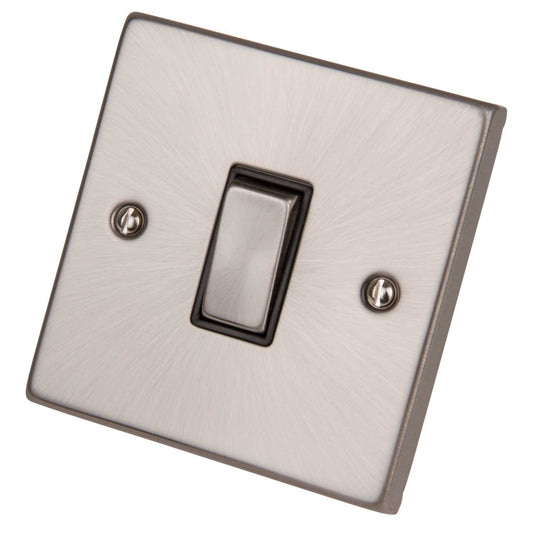 Scolmore Click Deco 10A 1 Gang 2 Way Switch Metal / Black Insert Satin Chrome