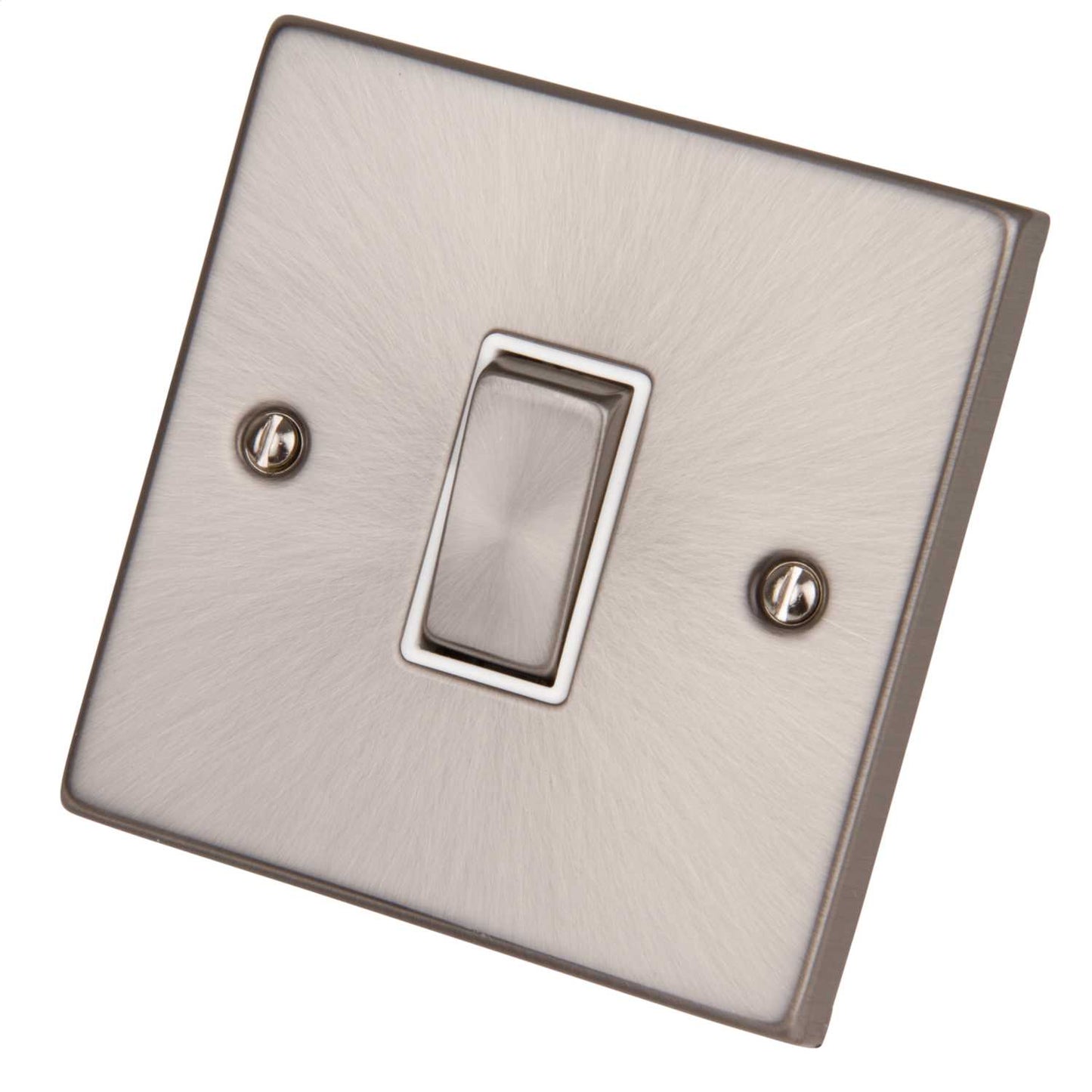 Scolmore Click Deco 10A 1 Gang 2 Way Switch Metal / White Insert Satin Chrome
