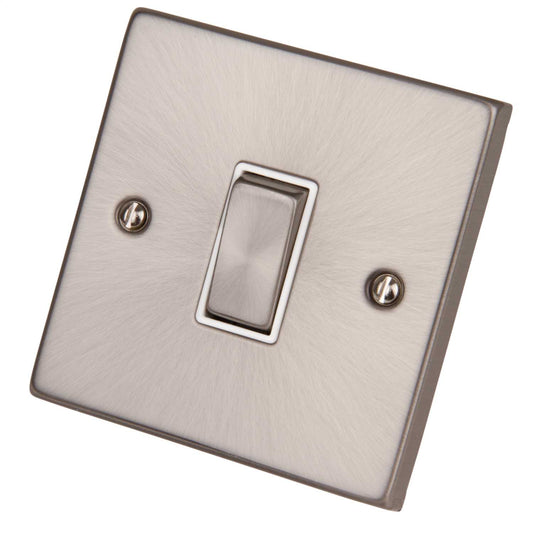 Scolmore Click Deco 10A 1 Gang 2 Way Switch Metal / White Insert Satin Chrome