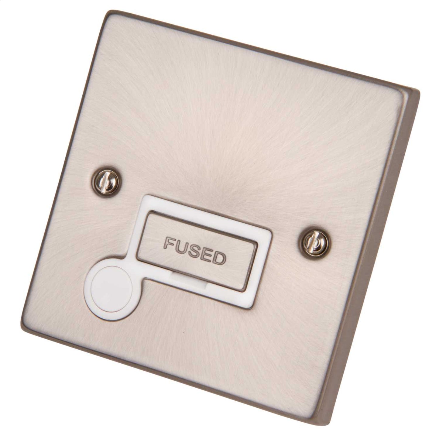Scolmore Click Deco 13A Unswitched Fused Spur with Flex Outlet Metal / White Insert Satin Chrome