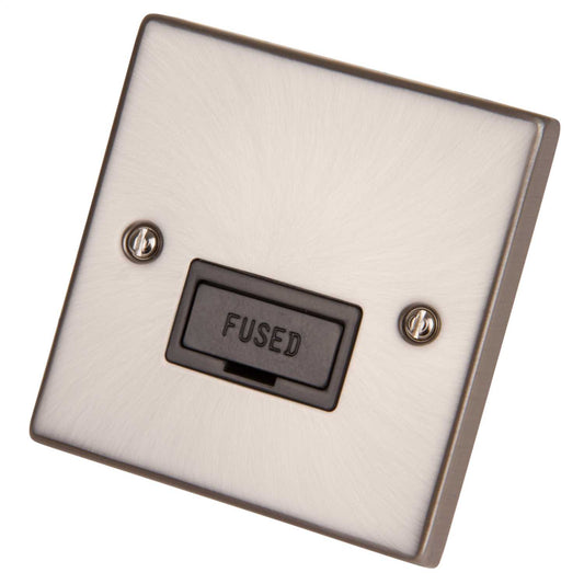 Scolmore Click Deco 13A Unswitched Fused Spur Black Insert Satin Chrome