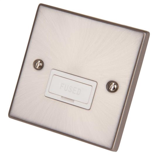 Scolmore Click Deco 13A DP Unswitched Fused Spur White Insert Satin Chrome