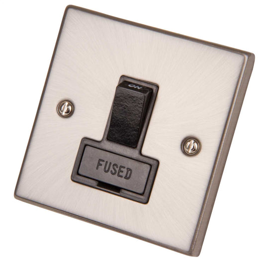 Scolmore Click Deco 13A DP Switched Fused Spur Black Insert Satin Chrome