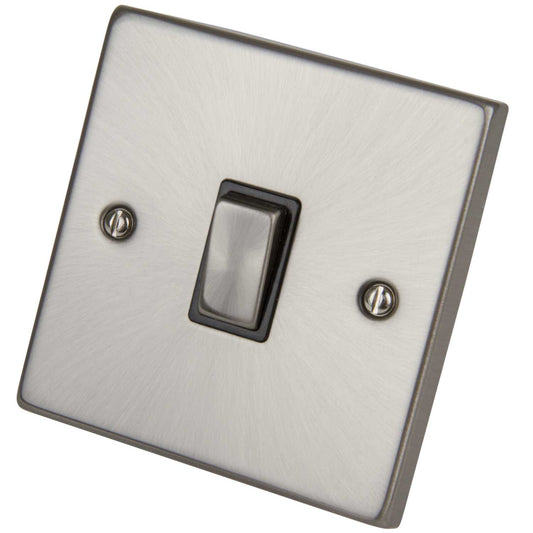 Scolmore Click Deco 20A DP Switch Metal / Black Insert Satin Chrome