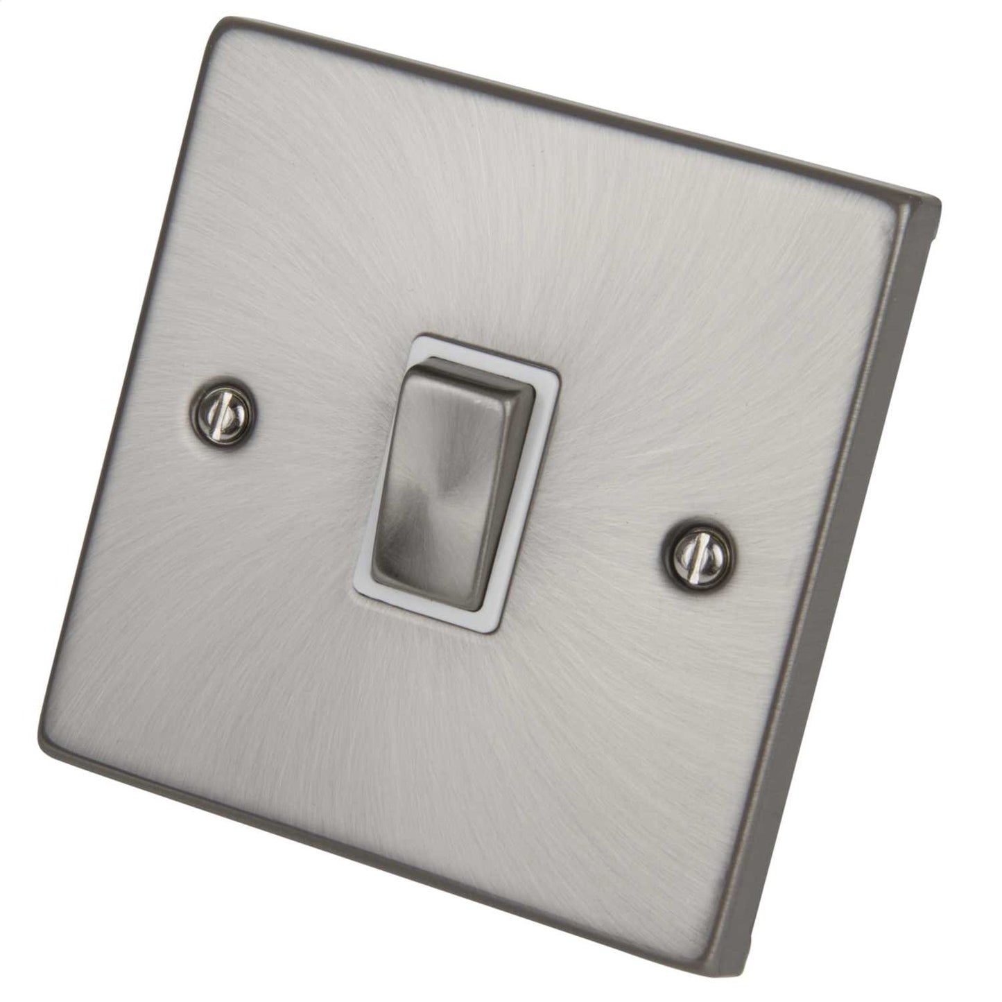 Scolmore Click Deco 20A DP Switch Metal / White Insert Satin Chrome