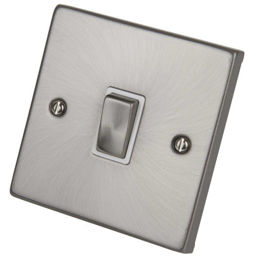 Scolmore Click Deco 20A DP Switch Metal / White Insert Satin Chrome