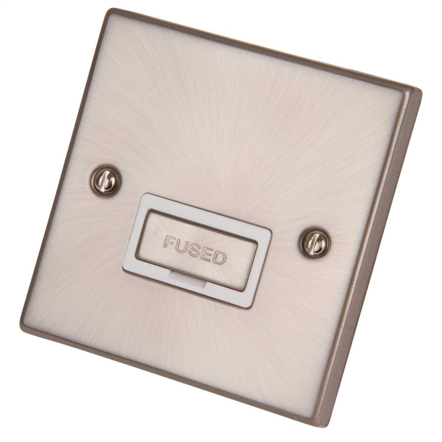 Scolmore Click Deco 13A Unswitched Fused Spur Metal / White Insert Satin Chrome