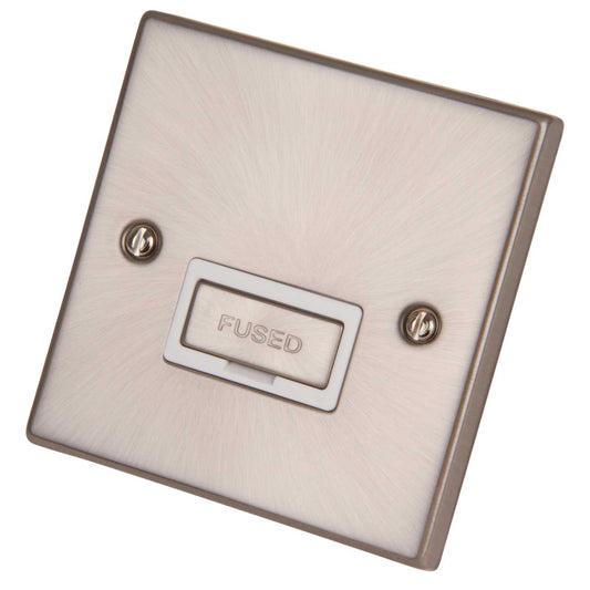 Scolmore Click Deco 13A Unswitched Fused Spur Metal / White Insert Satin Chrome