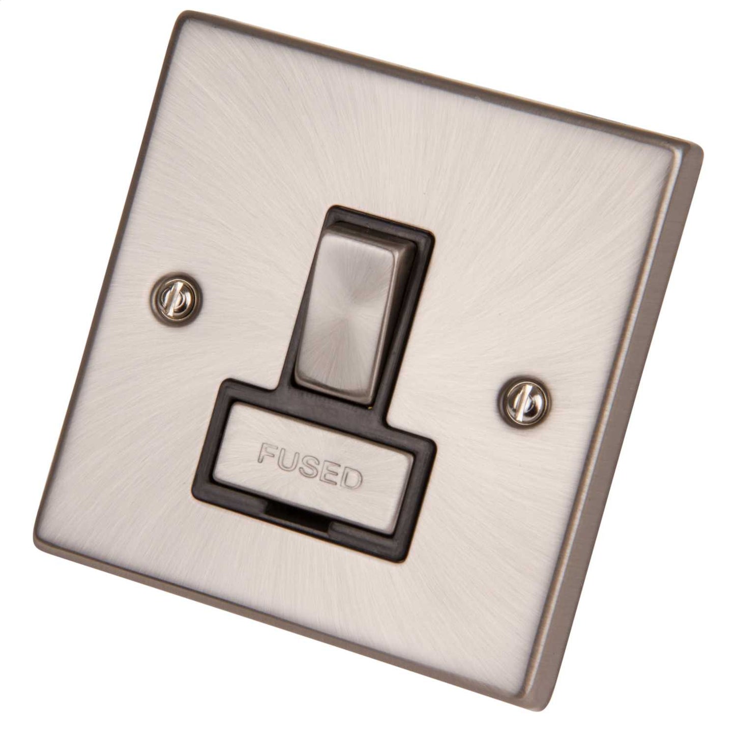 Scolmore Click Deco 13A DP Switched Fused Spur Metal / Black Insert Satin Chrome
