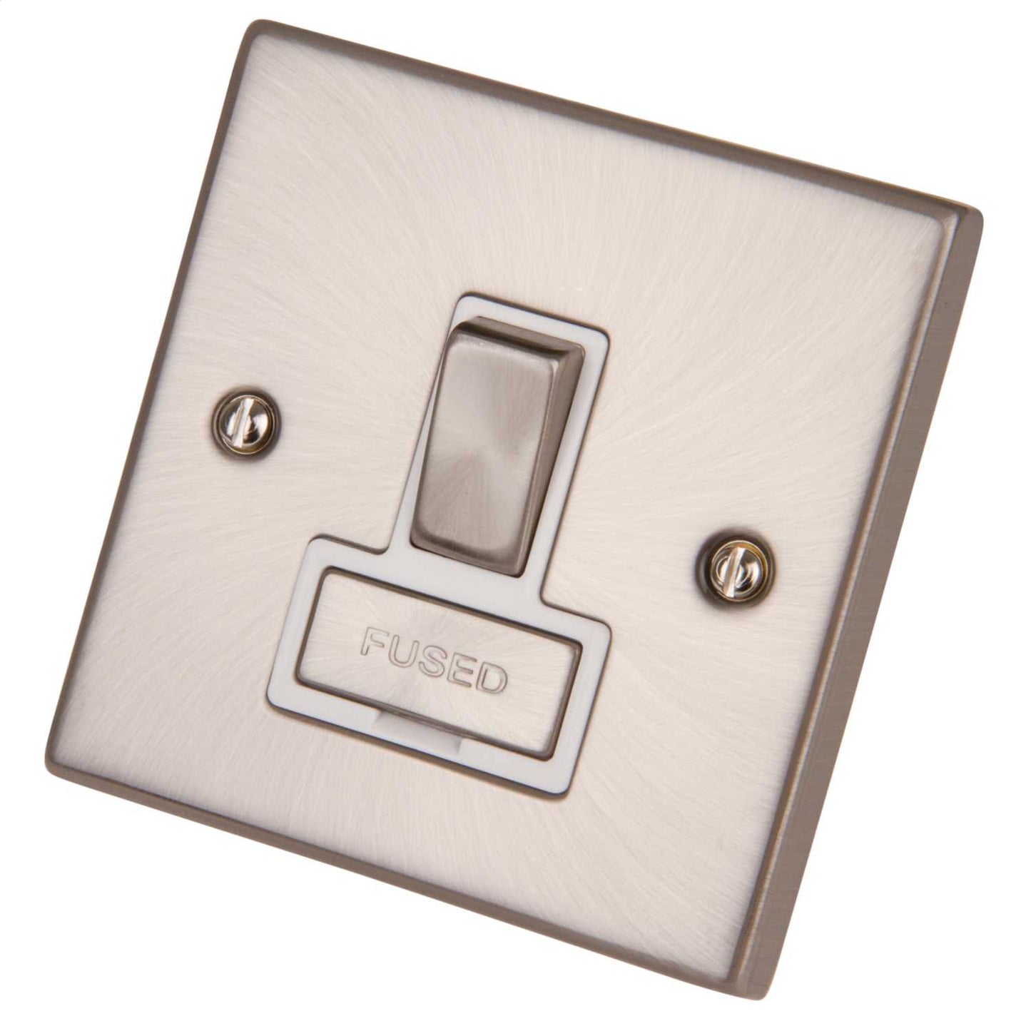 Scolmore Click Deco 13A DP Switched Fused Spur Metal / White Insert Satin Chrome