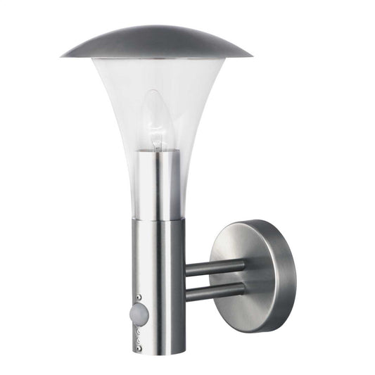 Searchlight Strand Wall Light with PIR and Polycarbonate Diffuser Stainless Steel IP44