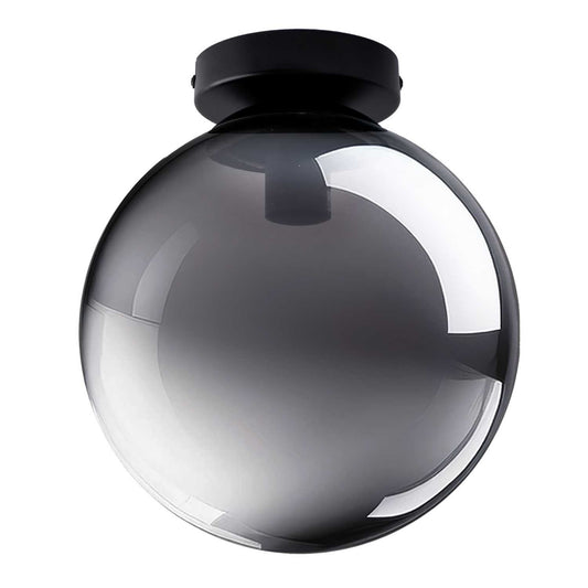 Searchlight Amsterdam Flush Ceiling Light Matt Black with Smoked Glass Shade