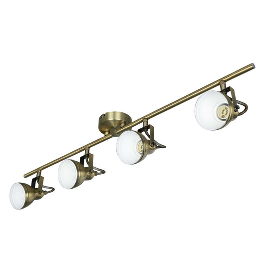 Searchlight Focus 4 Light GU10 Spotlight Bar Antique Brass