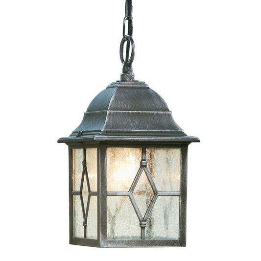 Searchlight Genoa Outdoor Pendant Black and Silver IP23