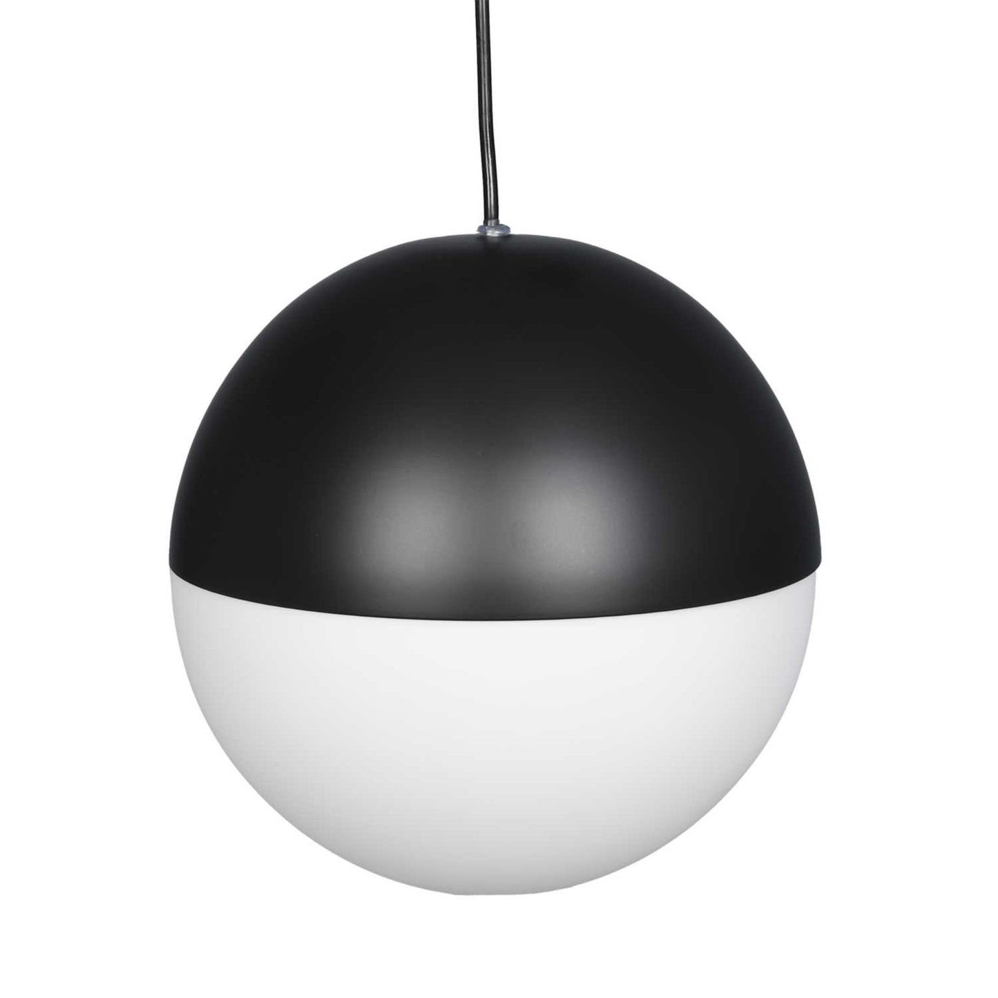 Searchlight Endor Light Pendant Matt Black with Opal Shade
