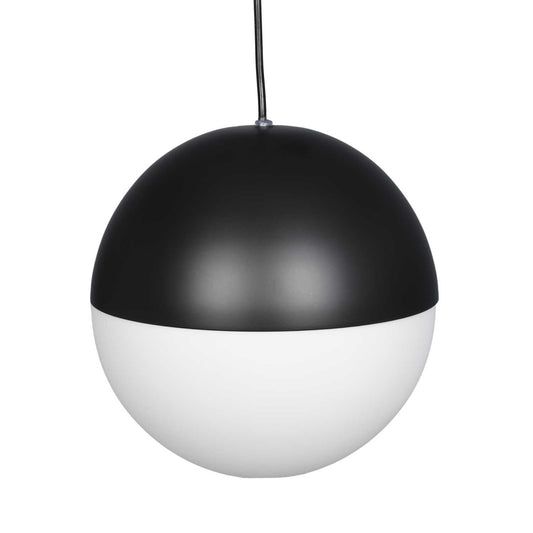 Searchlight Endor Light Pendant Matt Black with Opal Shade