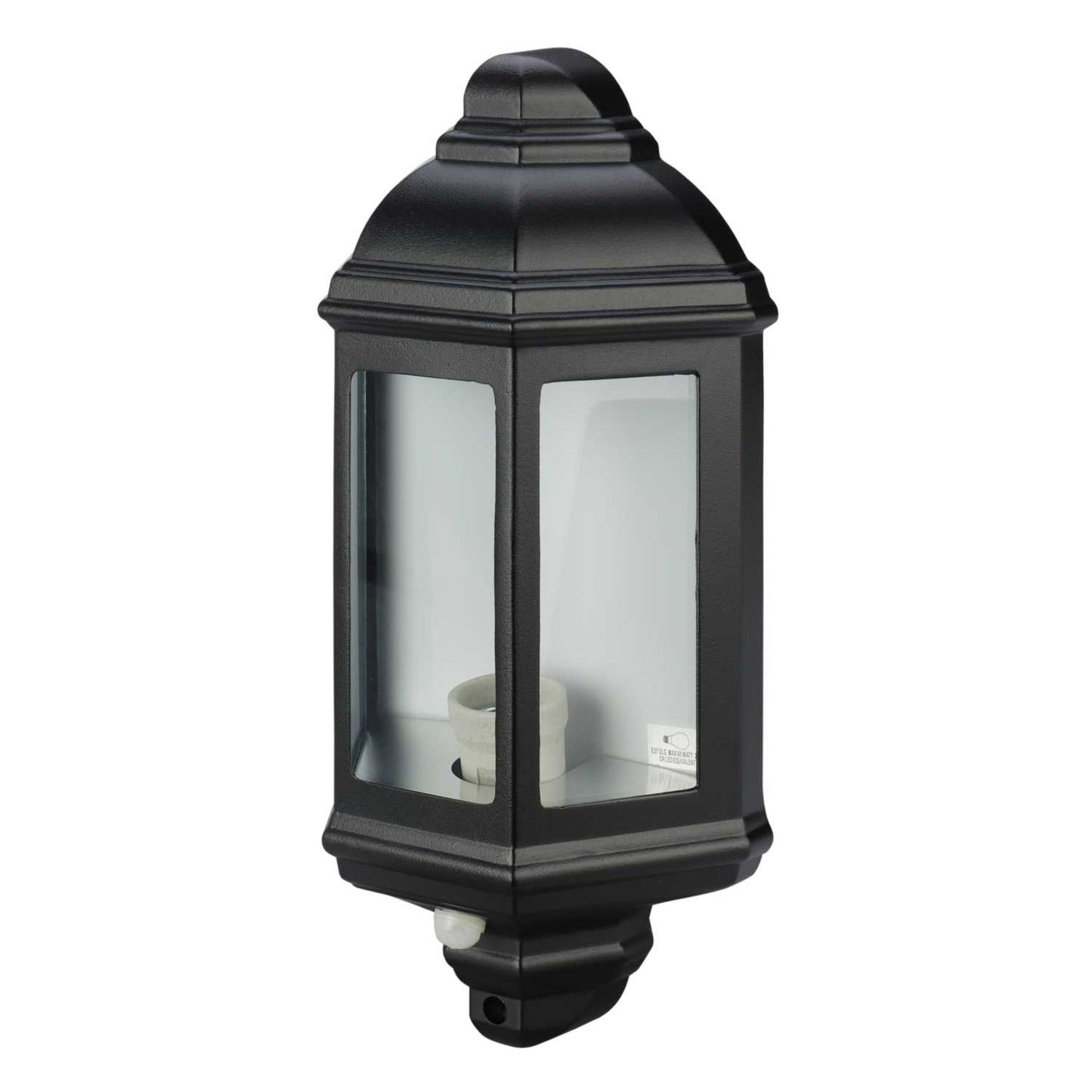 Searchlight Maine Outdoor Aluminium Half Lantern with PIR Black