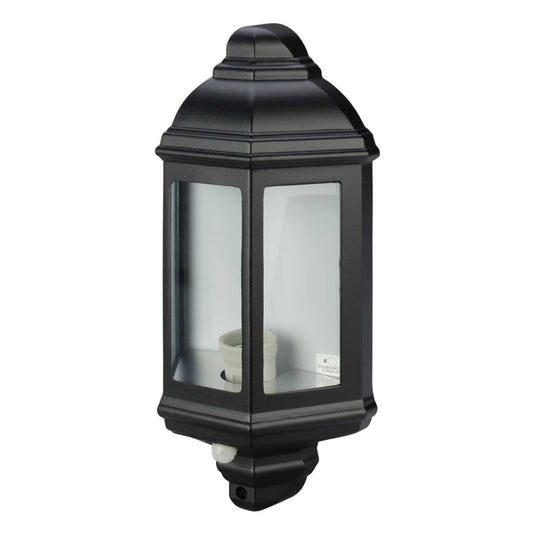 Searchlight Maine Outdoor Aluminium Half Lantern with PIR Black