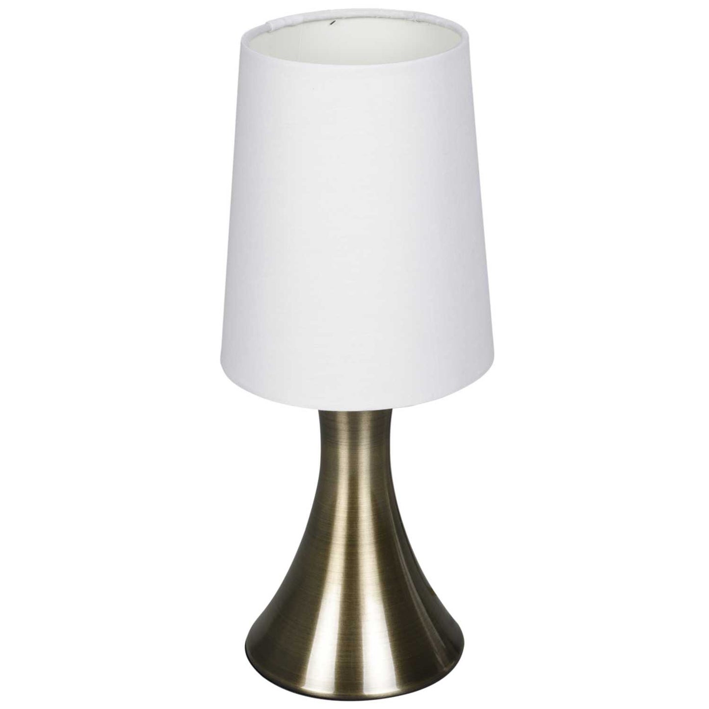 Searchlight 3922 Touch Table Lamp Antique Brass with White Fabric Shade
