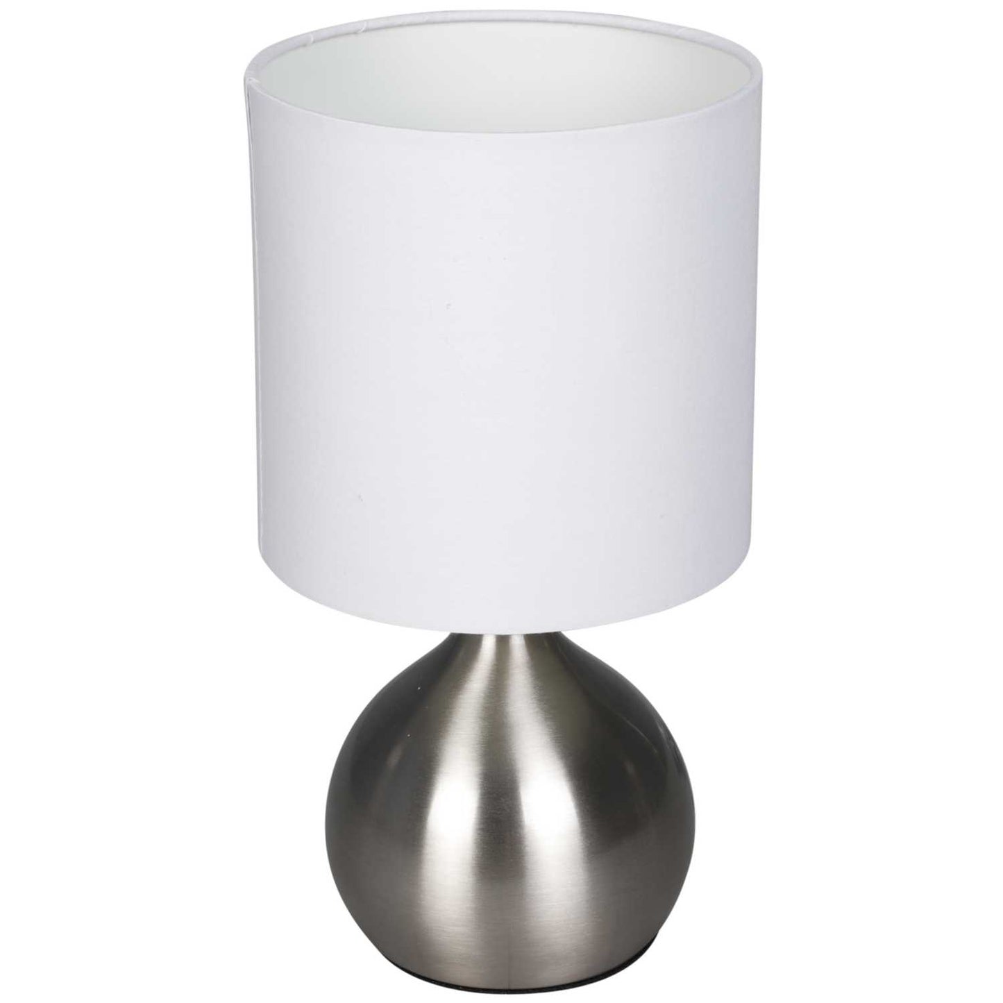 Searchlight 3923 Touch Table Lamp Satin Silver with White Fabric Shade