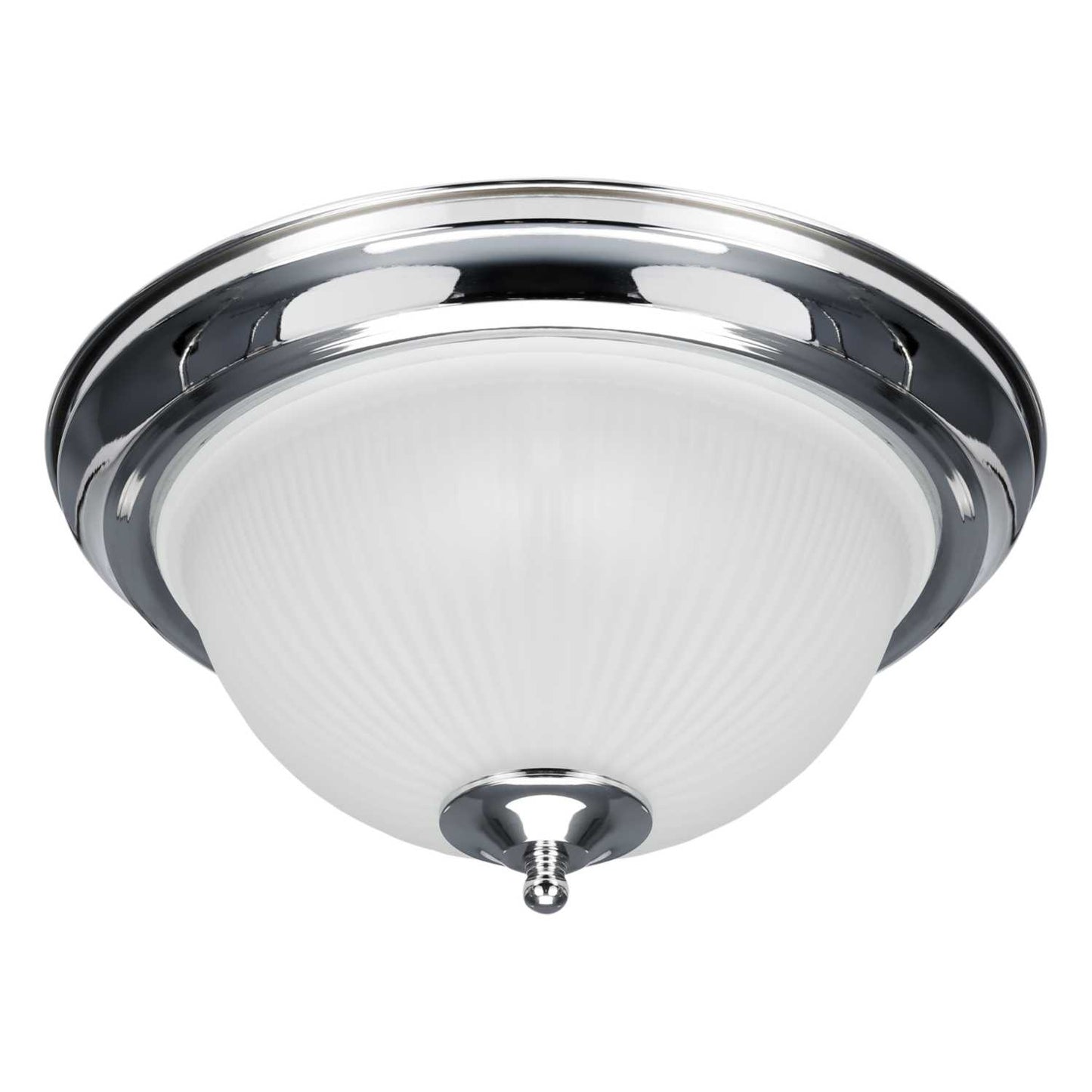 Searchlight American Diner IP44 Flush Chrome Light with Acid Glass
