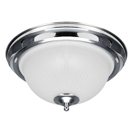 Searchlight American Diner IP44 Flush Chrome Light with Acid Glass